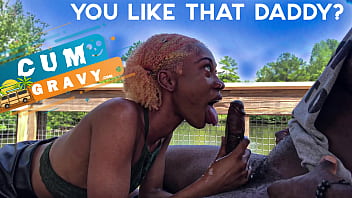 A young Jamaican giving a blowjob and getting a creampie in Florida