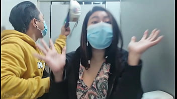 Hulcum and Pinay couple engage in risky sex act in public restroom